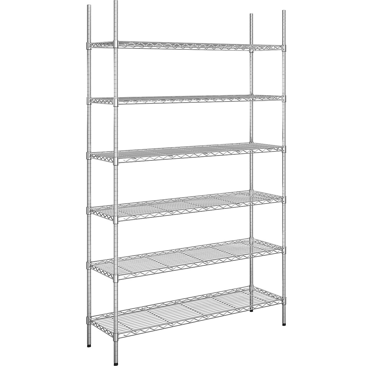Steel wire mesh shelf unit, chrome plated, max. shelf load 100 kg, WxD 1220 x 460 mm, standard shelf unit, height 2180 mm, 6 shelves-16