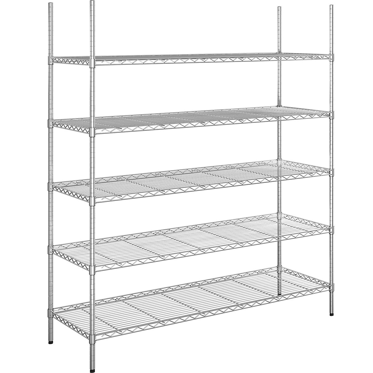 Steel wire mesh shelf unit, chrome plated, max. shelf load 100 kg, WxD 1520 x 610 mm, standard shelf unit, height 1880 mm, 5 shelves-12