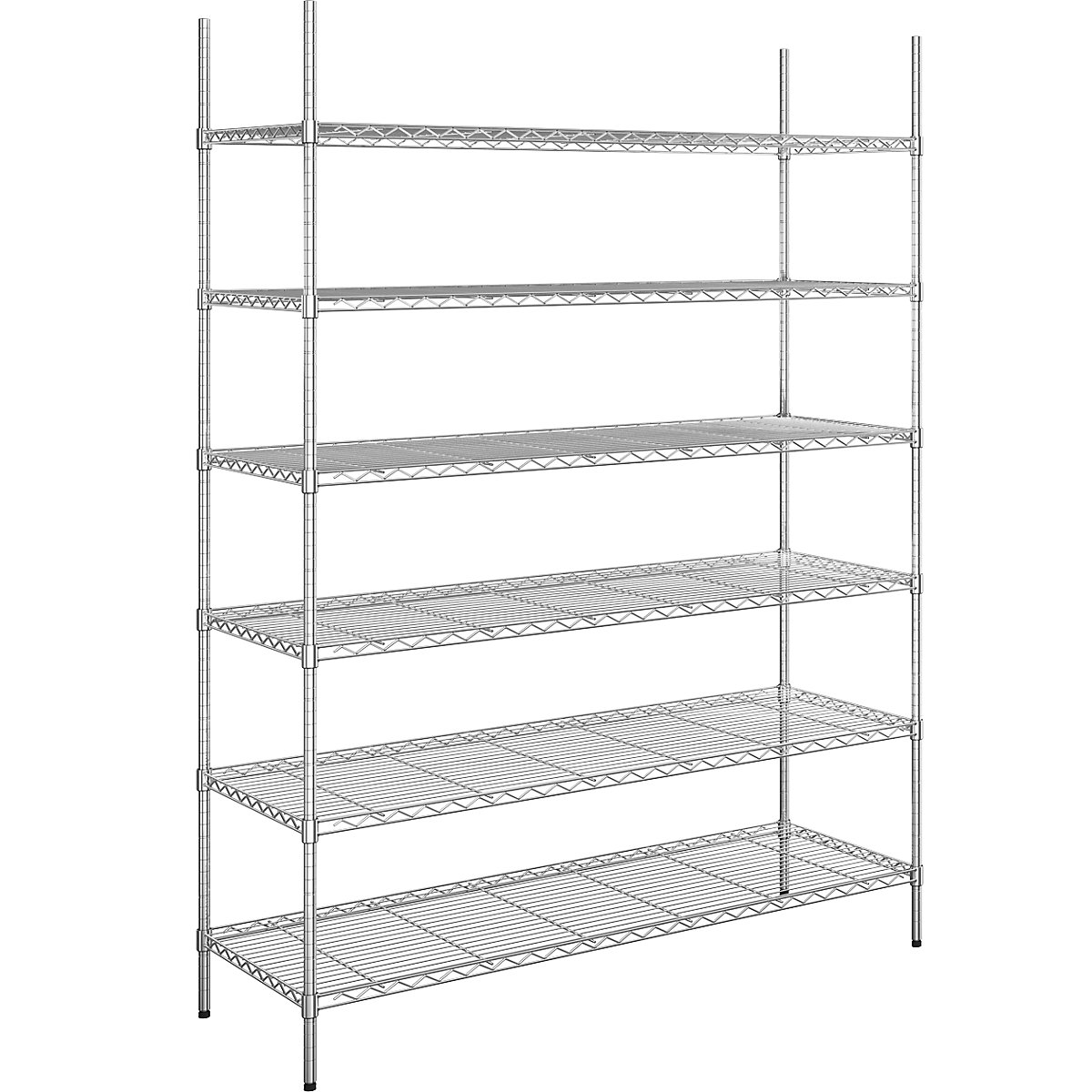 Steel wire mesh shelf unit, chrome plated, max. shelf load 100 kg, WxD 1520 x 610 mm, standard shelf unit, height 2180 mm, 6 shelves-11
