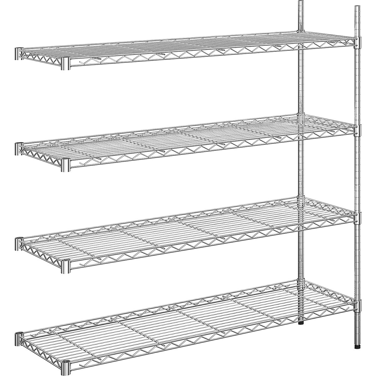 Steel wire mesh shelf unit, chrome plated, max. shelf load 100 kg, WxD 1220 x 460 mm, extension shelf unit, height 1370 mm, 4 shelves-13