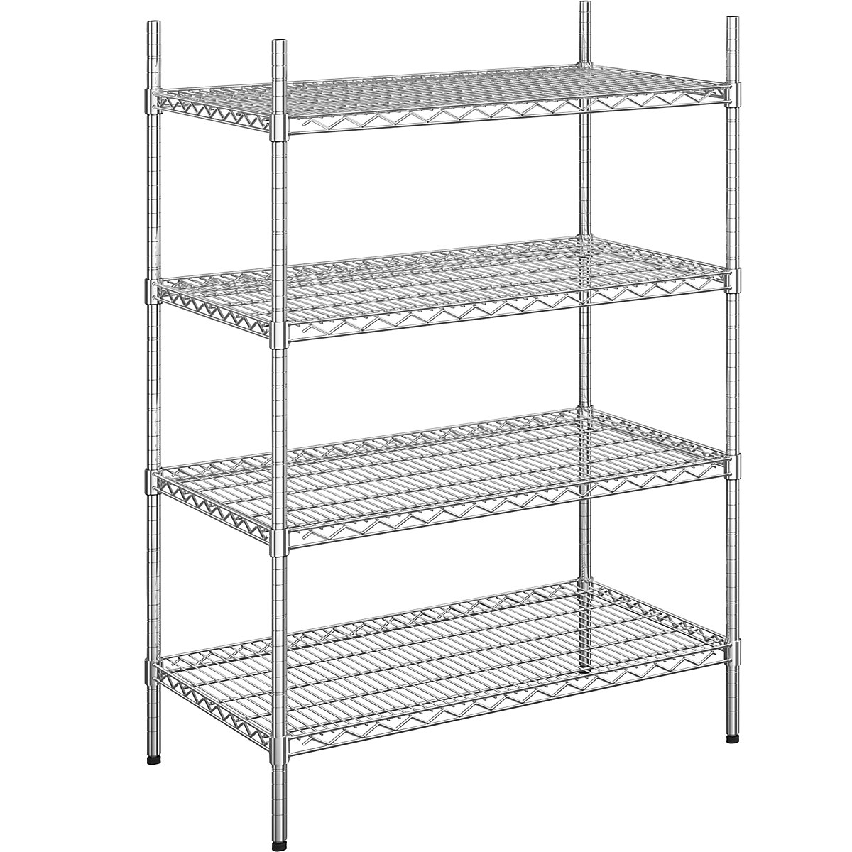 Steel wire mesh shelf unit, chrome plated max. shelf load 150 kg, WxD