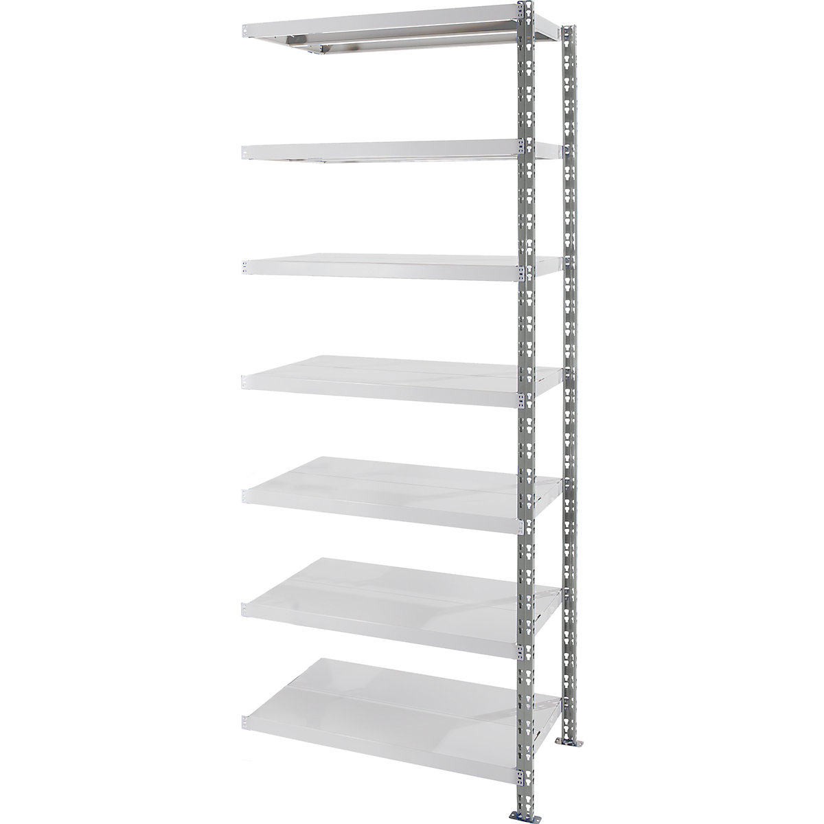 Universal boltless shelving unit, sheet steel shelves, HxWxD 2522 x 1025 x 400 mm, extension shelf unit