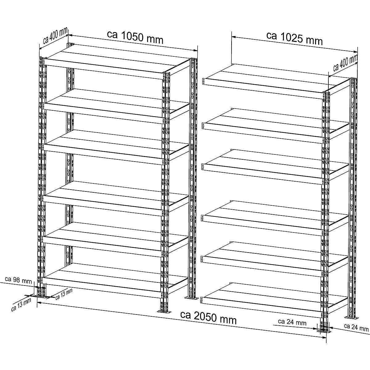 Universal boltless shelving unit, robust – eurokraft basic (Product illustration 20)