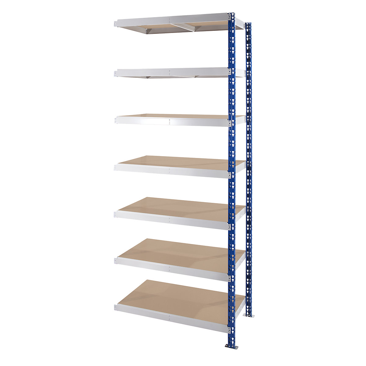 Universal boltless shelving unit, robust – eurokraft basic, chipboard shelves, HxWxD 2522 x 1025 x 400 mm, extension shelf unit-11
