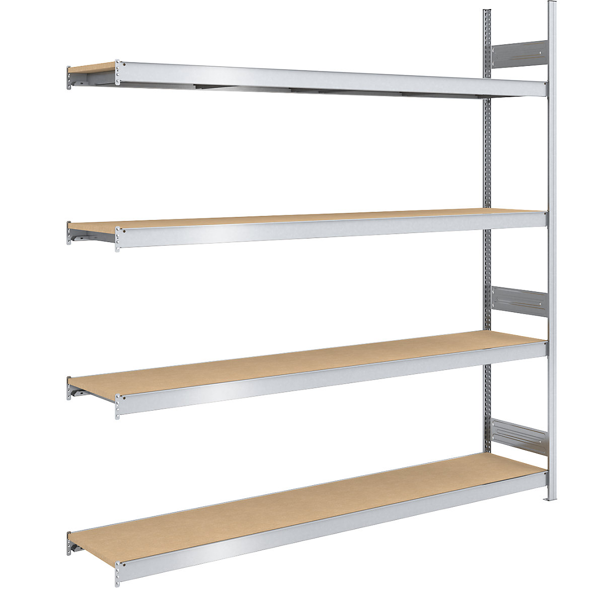 Wide span boltless shelf unit chipboard panels – hofe, height 2500 mm, width 2250 (2 x 1125) mm, max. bay load 1750 kg, depth 500 mm, extension shelf unit