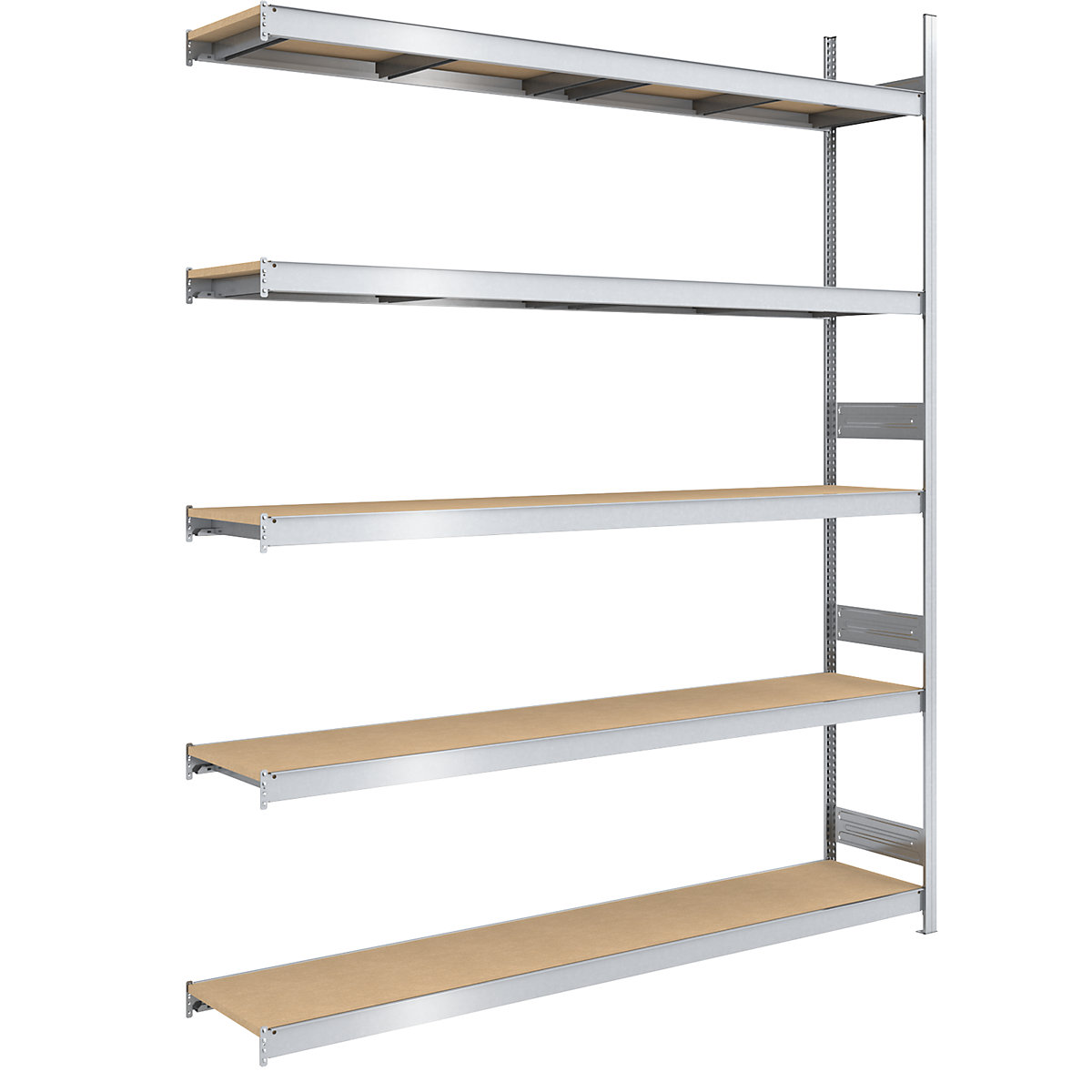Wide span boltless shelf unit chipboard panels – hofe, height 3000 mm, width 2250 (2 x 1125) mm, max. bay load 2000 kg, depth 500 mm, extension shelf unit
