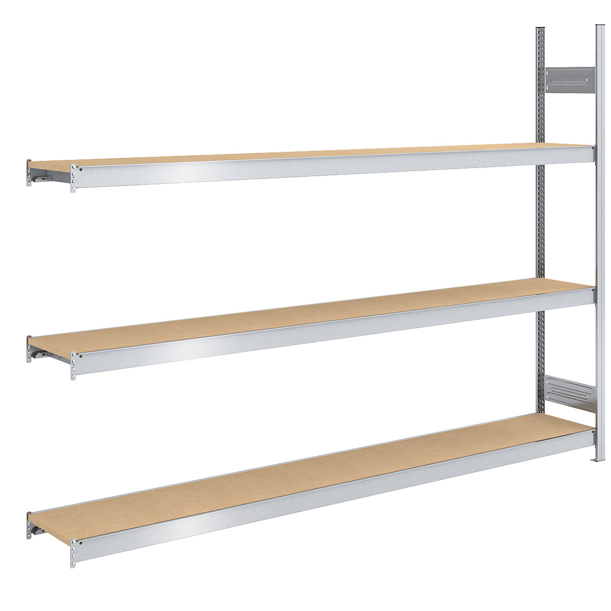 Wide span boltless shelf unit chipboard panels – hofe, height 2000 mm, width 2500 (2 x 1250) mm, max. bay load 1200 kg, depth 400 mm, extension shelf unit