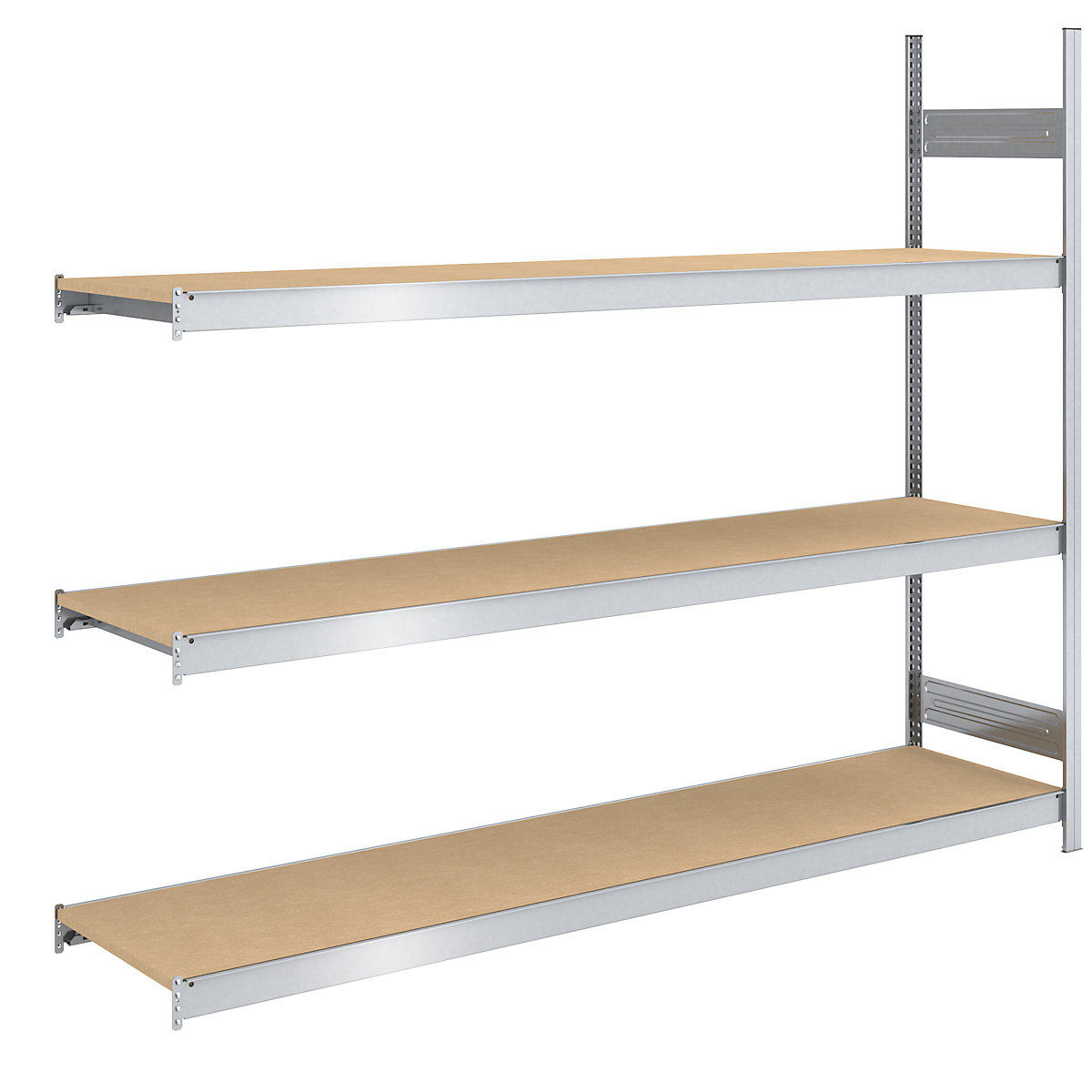 Wide span boltless shelf unit chipboard panels – hofe, height 2000 mm, width 2250 (2 x 1125) mm, max. bay load 1200 kg, depth 600 mm, extension shelf unit