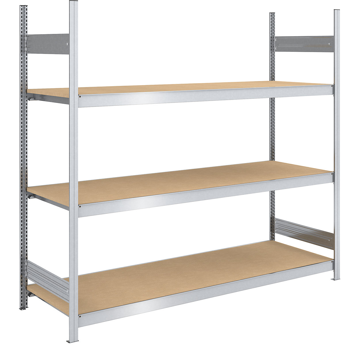 Wide span boltless shelf unit chipboard panels – hofe, height 2000 mm, width 2000 mm, max. bay load 1200 kg, depth 800 mm, standard shelf unit