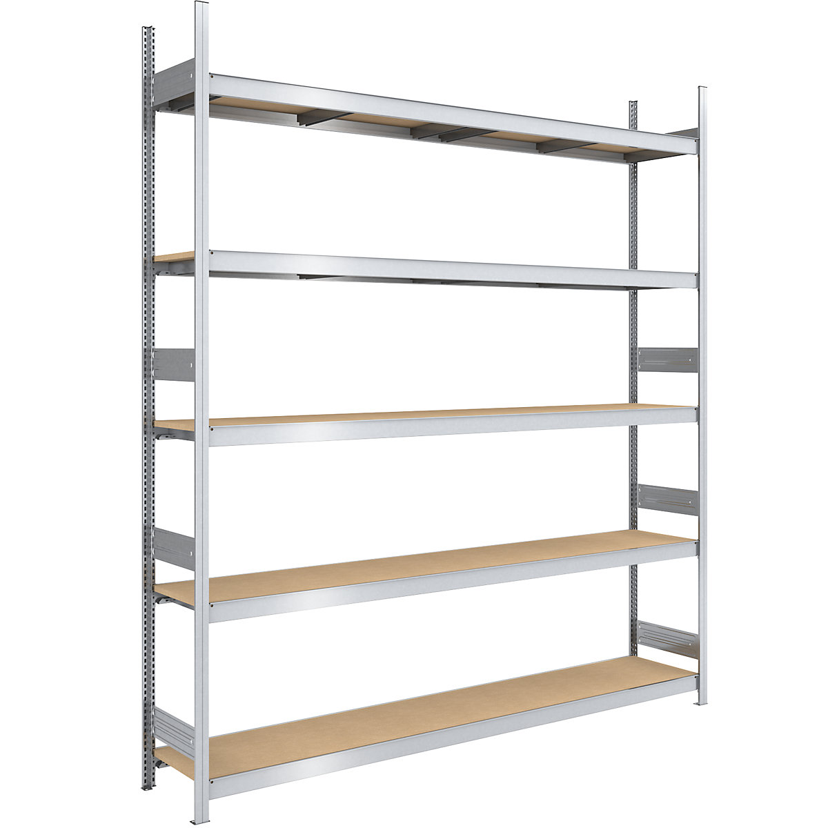 Wide span boltless shelf unit chipboard panels – hofe, height 3000 mm, width 2500 (2 x 1250) mm, max. bay load 2000 kg, depth 500 mm, standard shelf unit