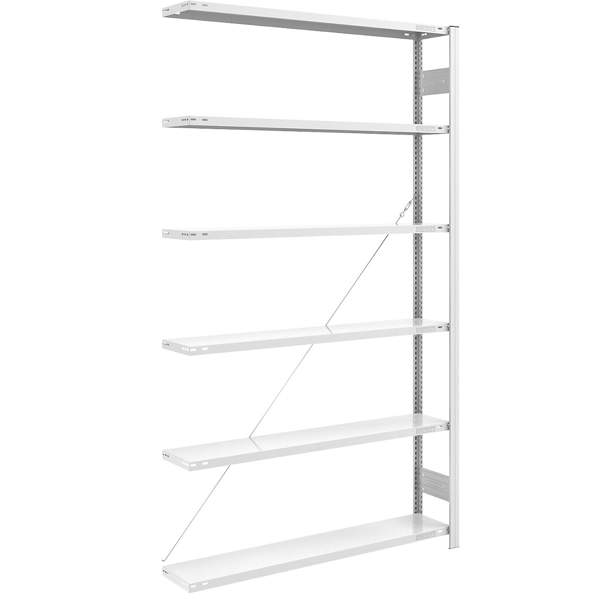Wide span boltless shelf unit – hofe, height 2500 mm, extension shelf unit, max. shelf load 175 kg, light grey