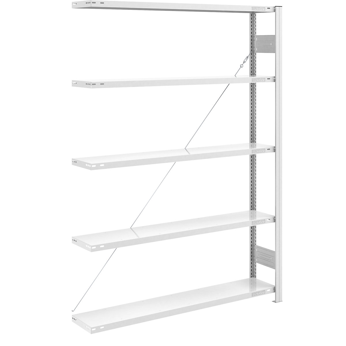 Wide span boltless shelf unit – hofe, height 2000 mm, extension shelf unit, max. shelf load 200 kg, light grey