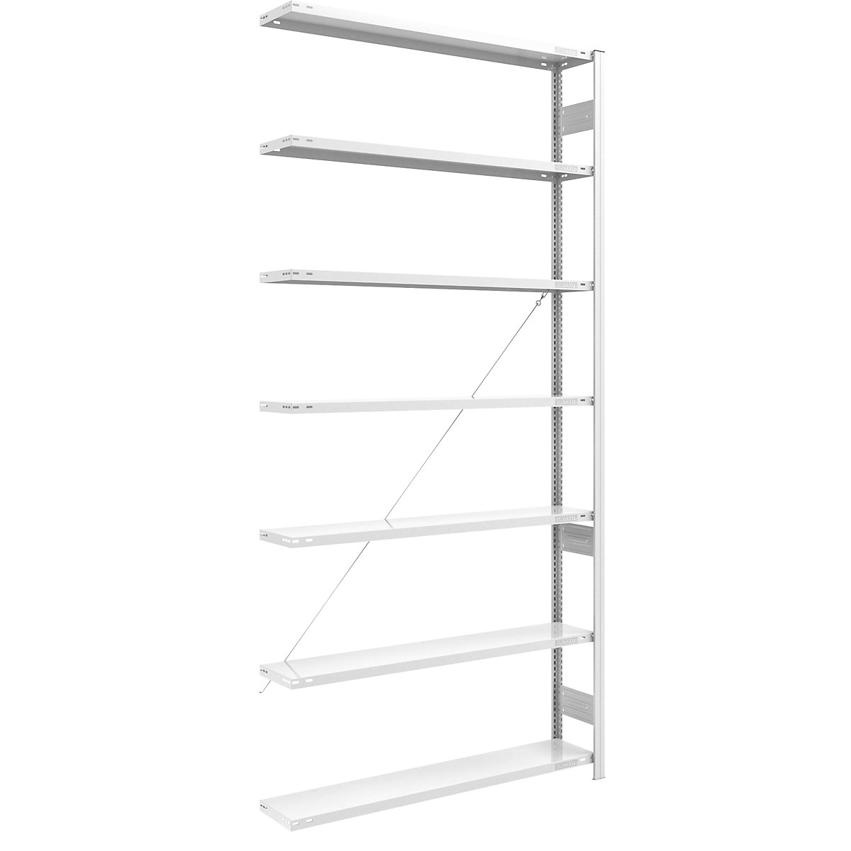 Wide span boltless shelf unit – hofe, height 3000 mm, extension shelf unit, max. shelf load 200 kg, light grey