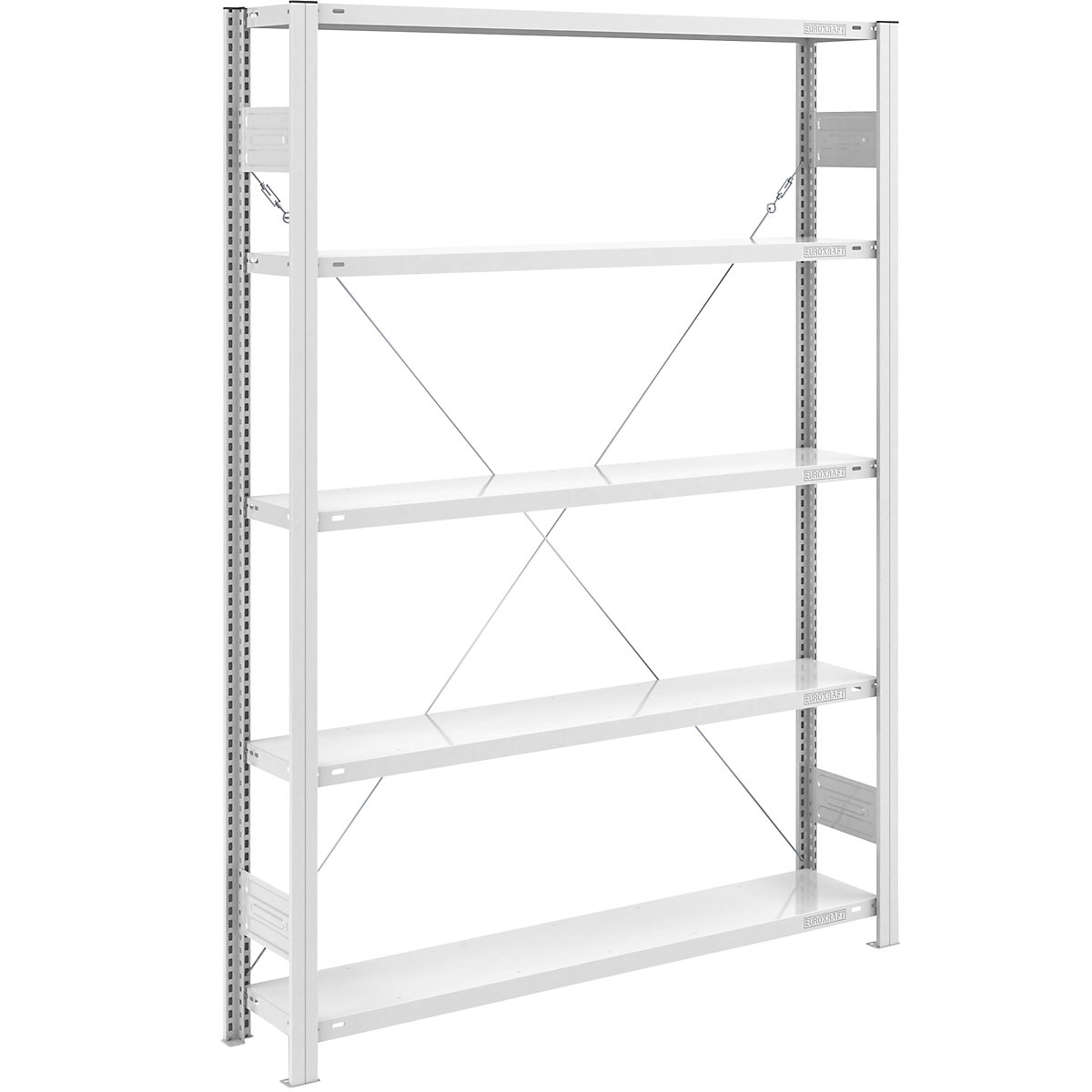 Wide span boltless shelf unit – hofe, height 2000 mm, standard shelf unit, max. shelf load 200 kg, light grey