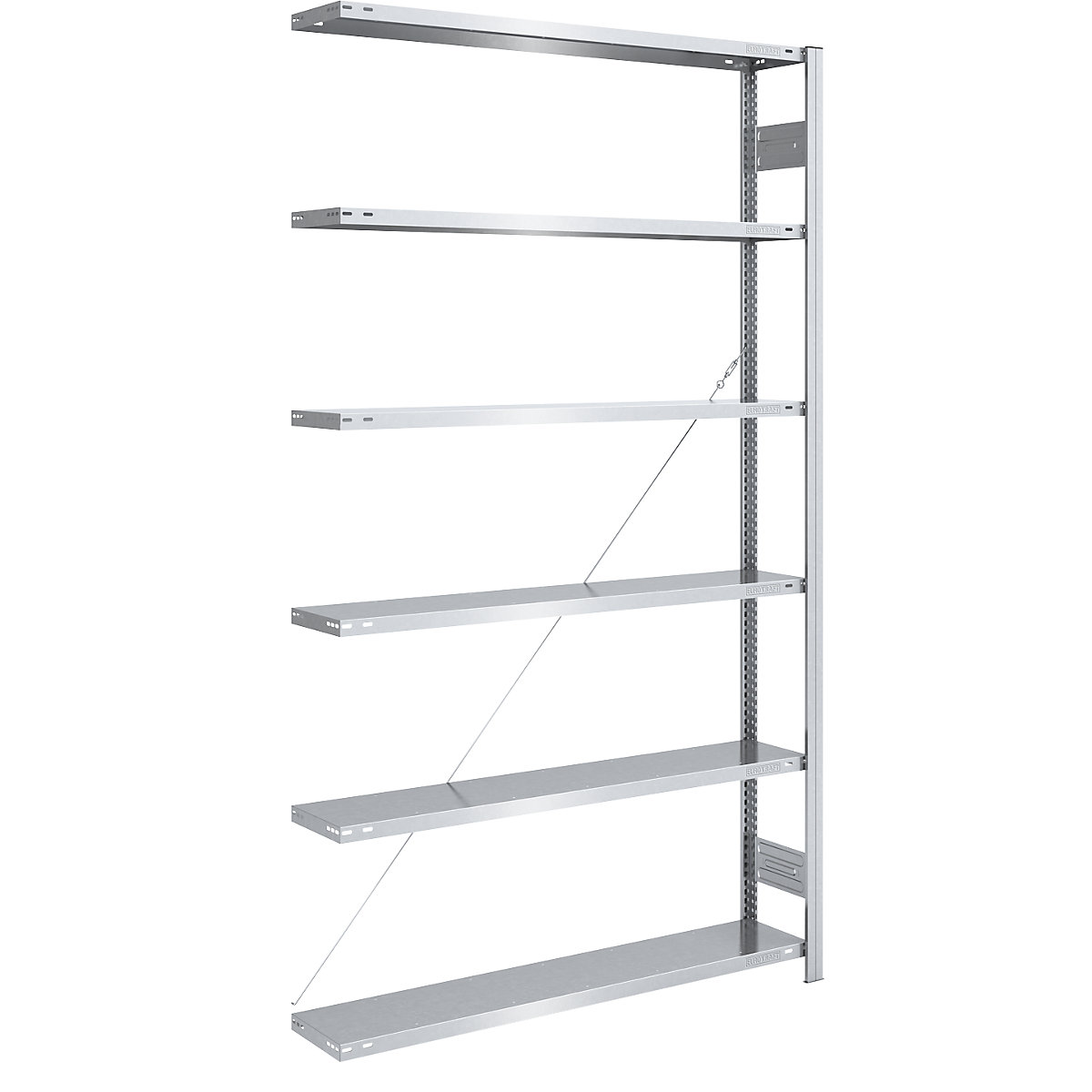 Wide span boltless shelf unit – hofe, height 2500 mm, extension shelf unit, max. shelf load 175 kg, zinc plated