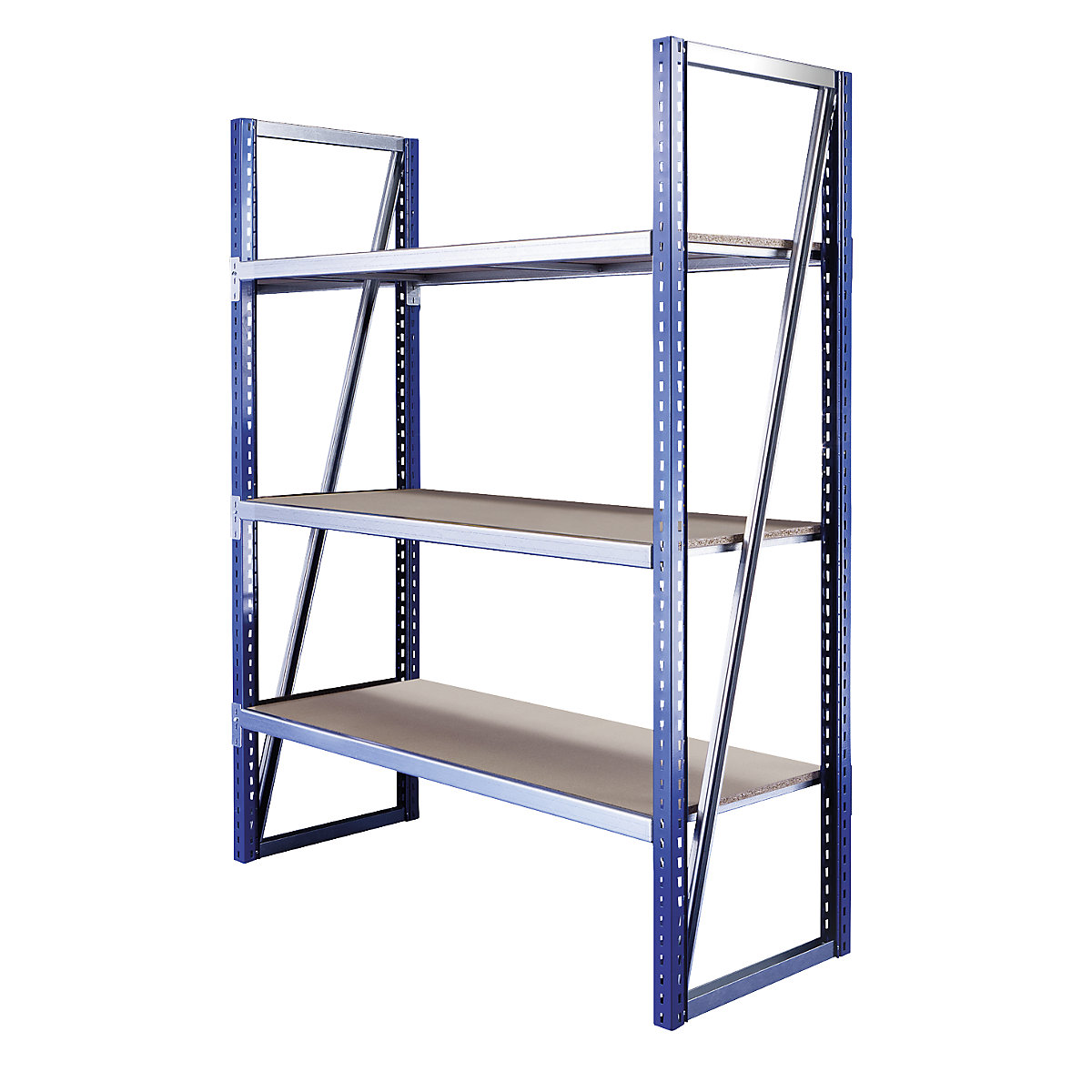 Wide span boltless shelf unit, shelf width 1950 mm – eurokraft pro, shelf unit height 1990 mm, shelf depth 600 mm, standard shelf unit, RAL 5010