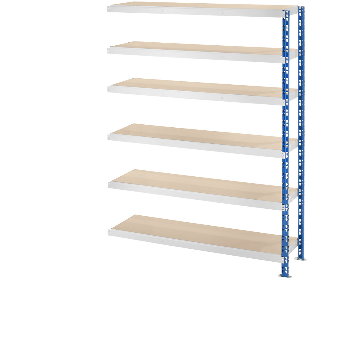 Wide span boltless shelf unit with chipboard shelves – eurokraft basic, depth 500 mm, extension shelf unit, HxW 1976 x 1525 mm