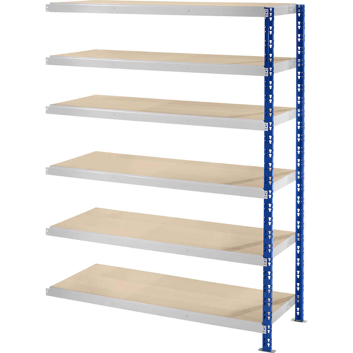 Wide span boltless shelf unit with chipboard shelves – eurokraft basic, depth 700 mm, extension shelf unit, HxW 1976 x 1525 mm
