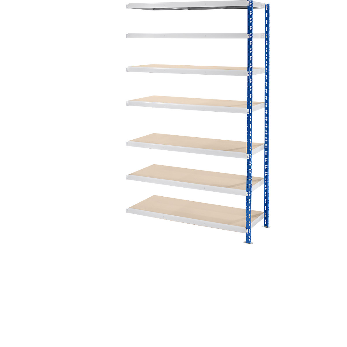 Wide span boltless shelf unit with chipboard shelves – eurokraft basic, depth 600 mm, extension shelf unit, HxW 2522 x 1525 mm