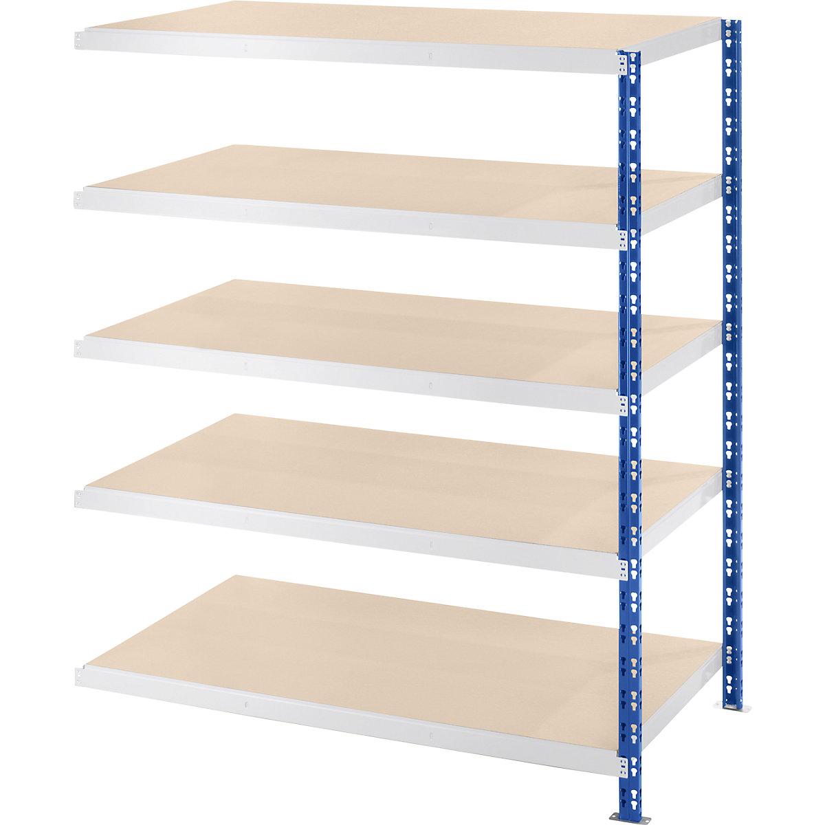 Wide span boltless shelf unit with chipboard shelves – eurokraft basic