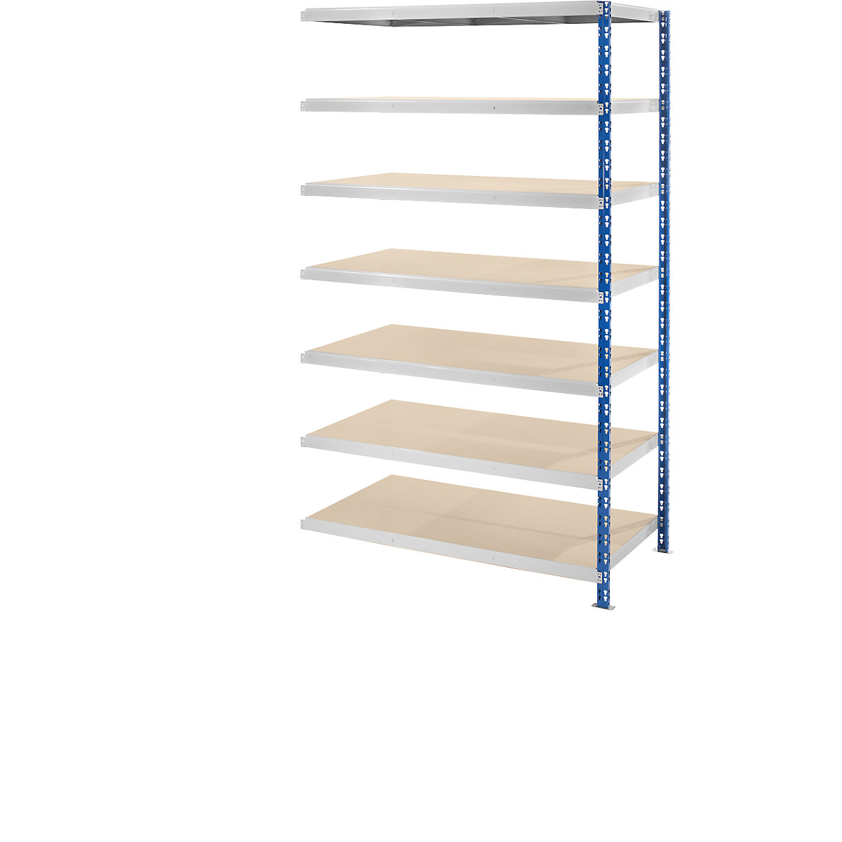 Wide span boltless shelf unit with chipboard shelves – eurokraft basic, depth 800 mm, extension shelf unit, HxW 2522 x 1525 mm