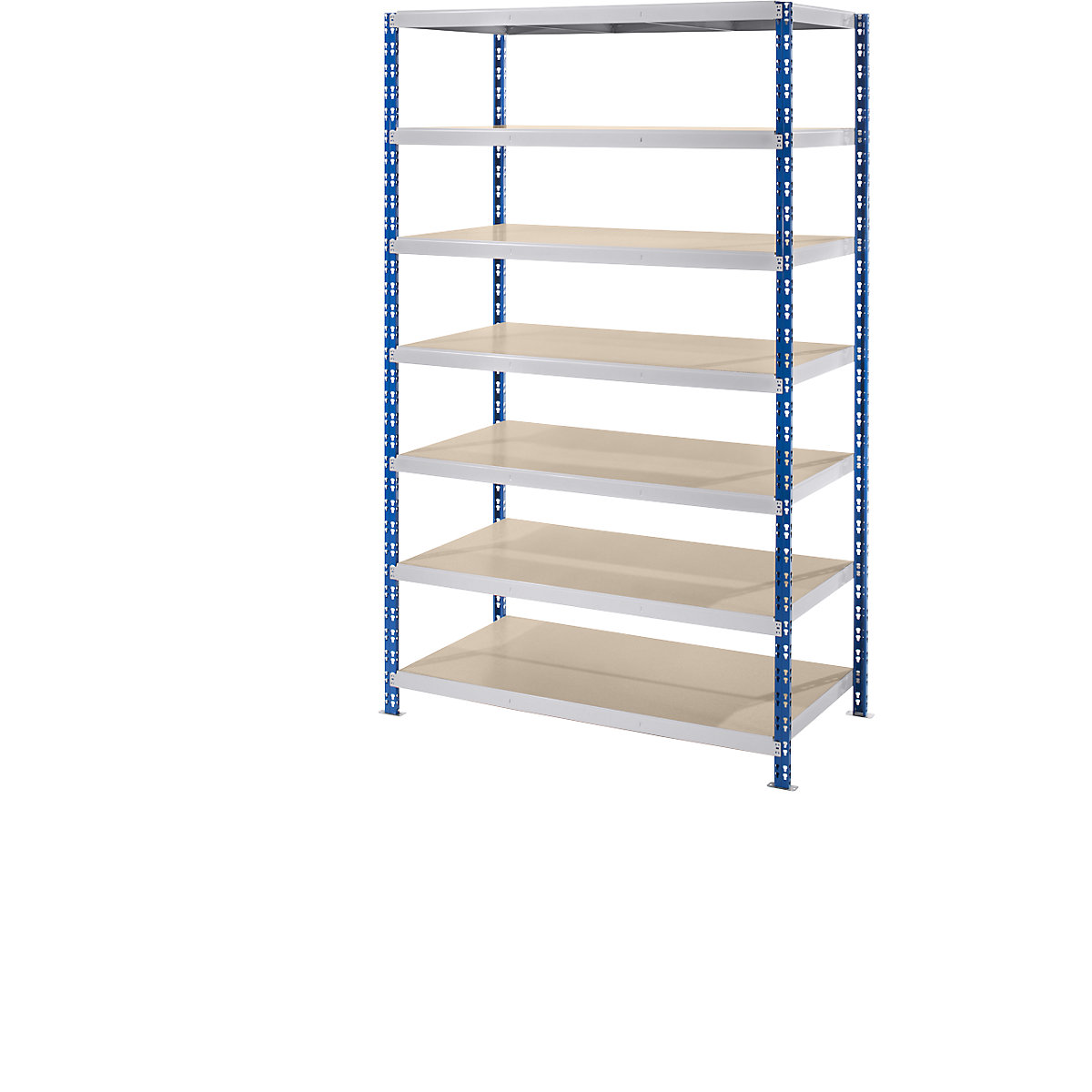 Wide span boltless shelf unit with chipboard shelves – eurokraft basic, depth 800 mm, standard shelf unit, HxW 2522 x 1550 mm