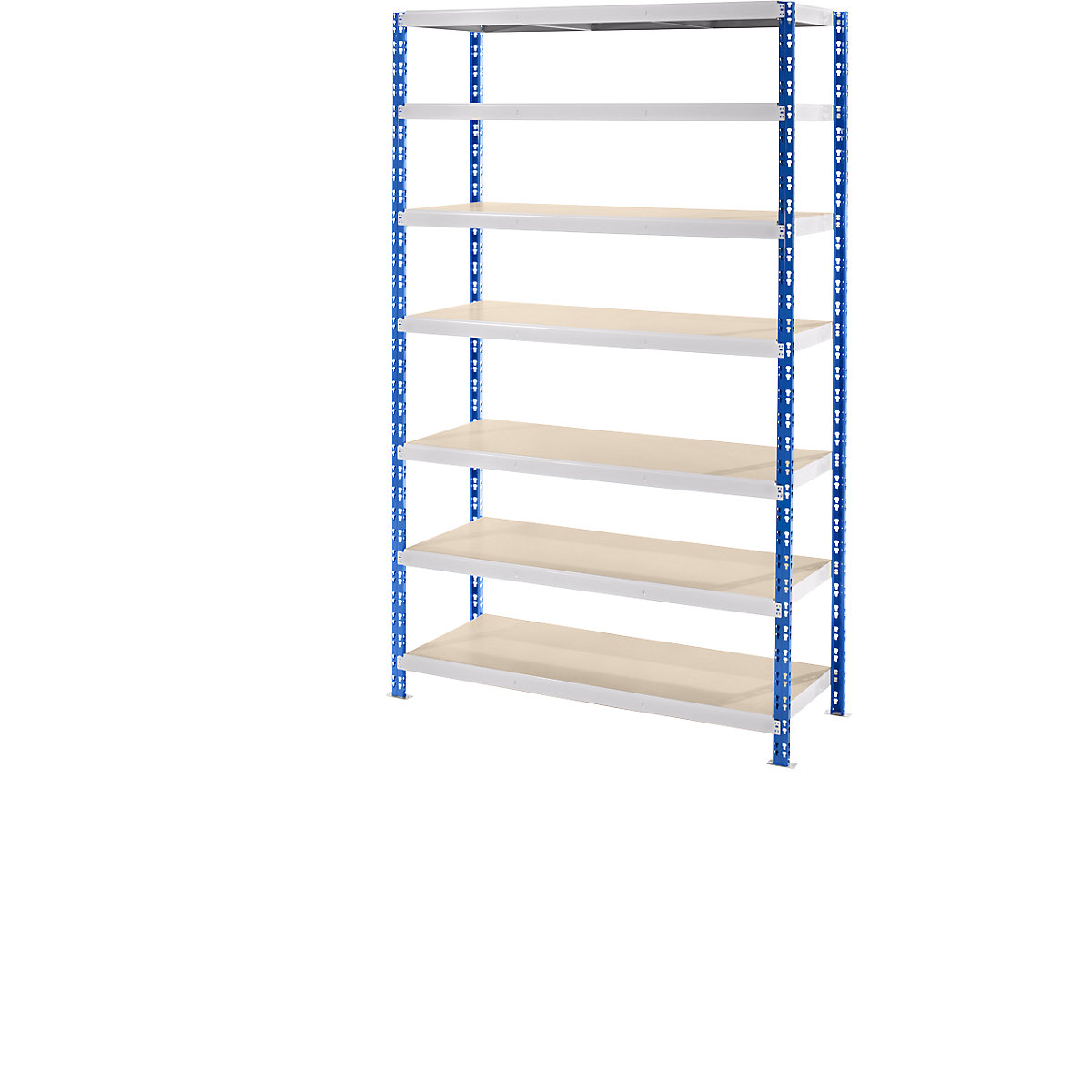 Wide span boltless shelf unit with chipboard shelves – eurokraft basic, depth 600 mm, standard shelf unit, HxW 2522 x 1550 mm