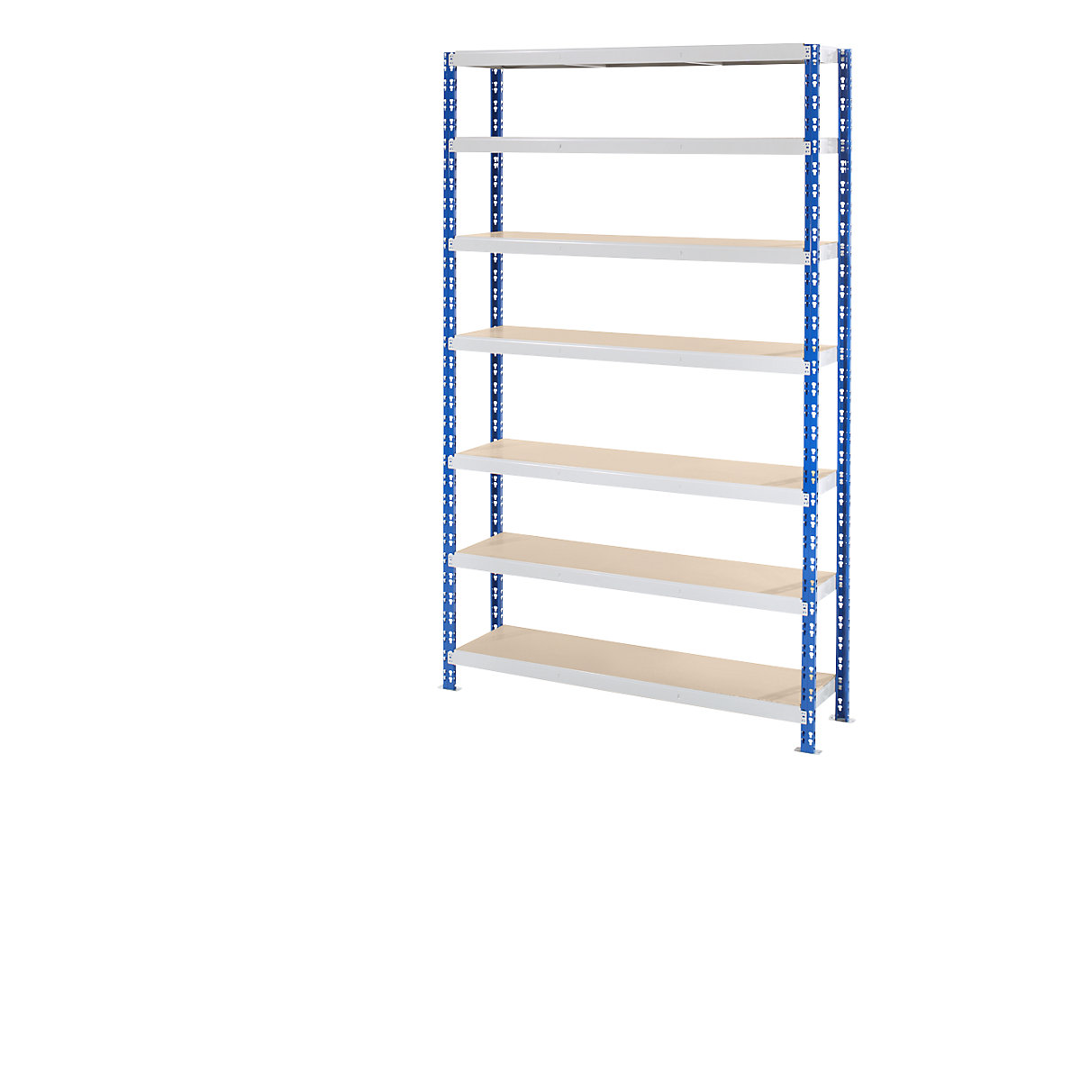Wide span boltless shelf unit with chipboard shelves – eurokraft basic, depth 500 mm, standard shelf unit, HxW 2522 x 1550 mm