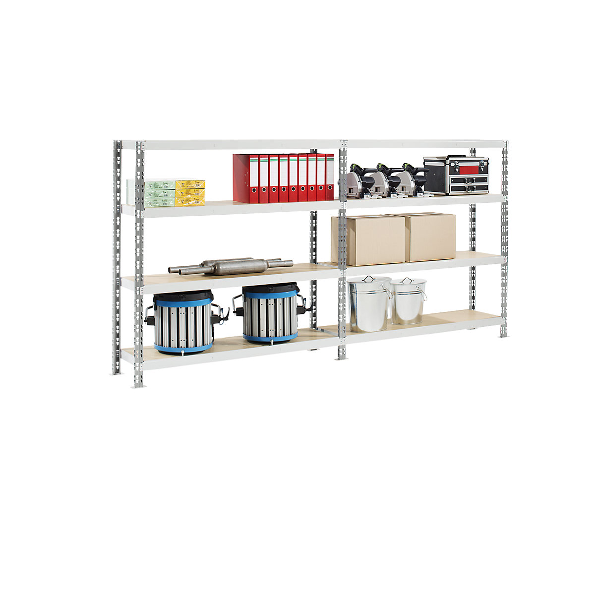 Wide span boltless shelf unit with moulded chipboard shelves (Product illustration 9)