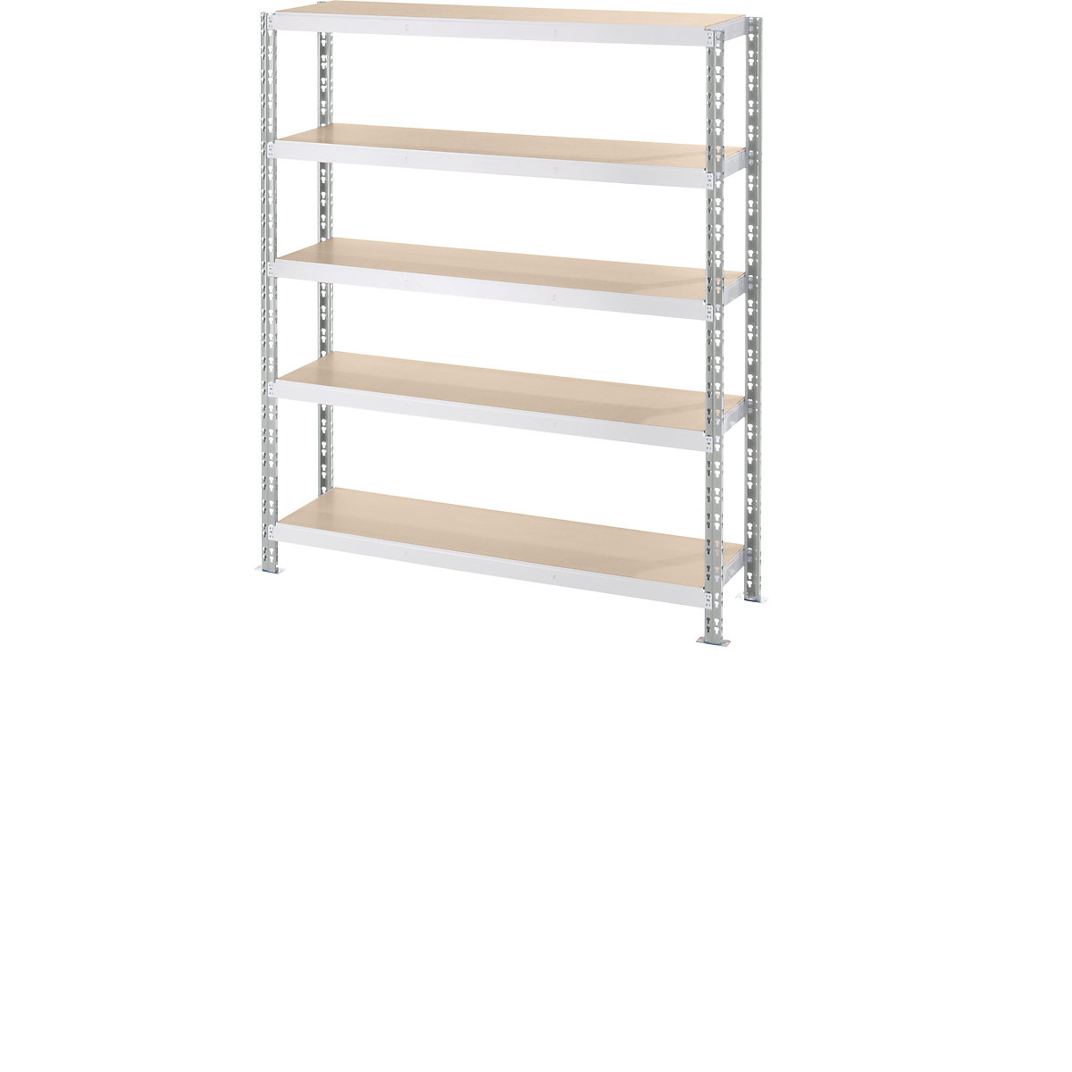 Wide span boltless shelf unit with moulded chipboard shelves, depth 500 mm, standard shelf unit, HxW 1820 x 1550 mm