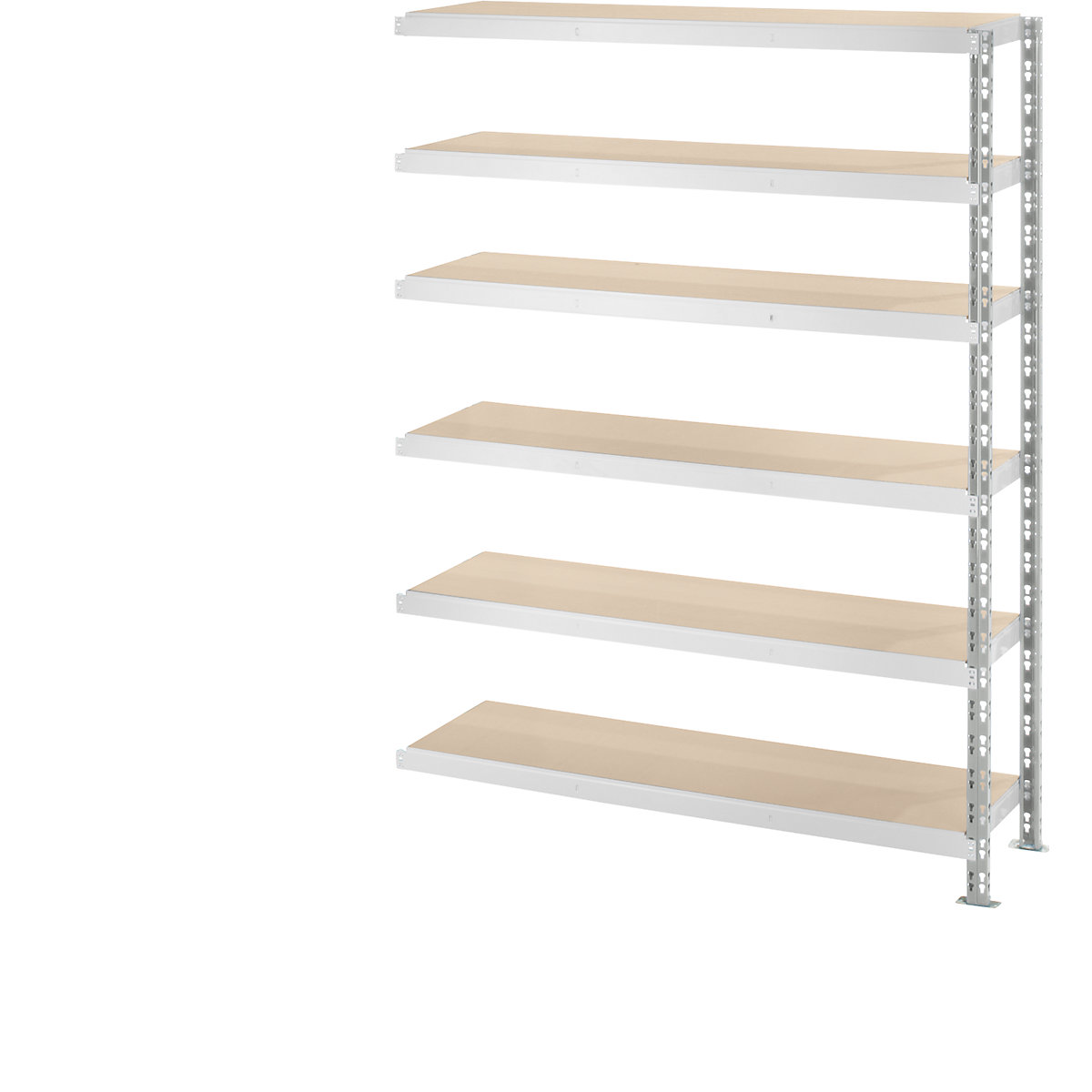 Wide span boltless shelf unit with moulded chipboard shelves, depth 500 mm, extension shelf unit, HxW 1976 x 1525 mm