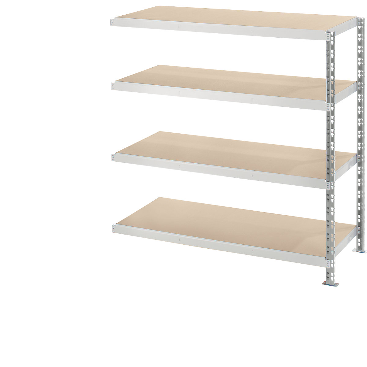 Wide span boltless shelf unit with moulded chipboard shelves, depth 600 mm, extension shelf unit, HxW 1508 x 1525 mm