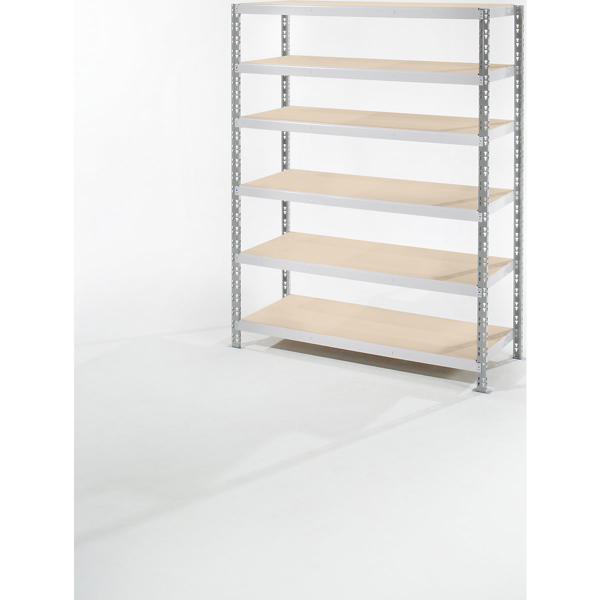 Wide span boltless shelf unit with moulded chipboard shelves, depth 600 mm, extension shelf unit, HxW 1976 x 1525 mm