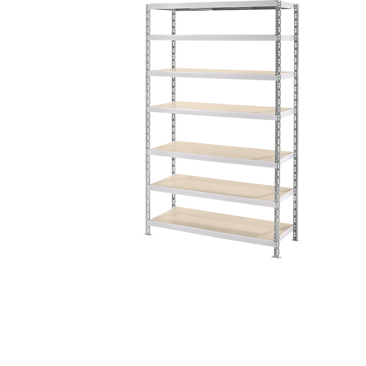 Wide span boltless shelf unit with moulded chipboard shelves, depth 700 mm, standard shelf unit, HxW 2522 x 1550 mm