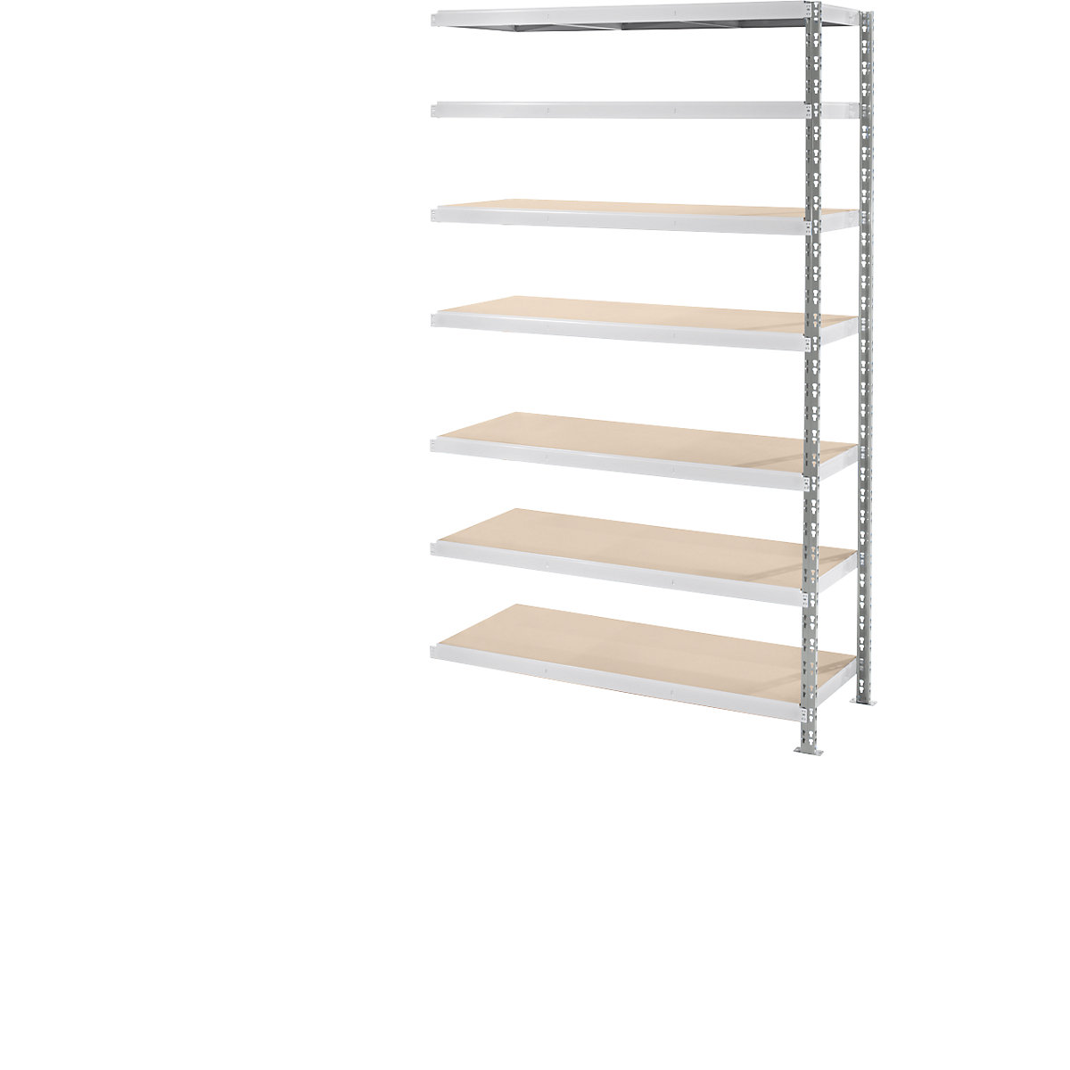 Wide span boltless shelf unit with moulded chipboard shelves, depth 700 mm, extension shelf unit, HxW 2522 x 1525 mm