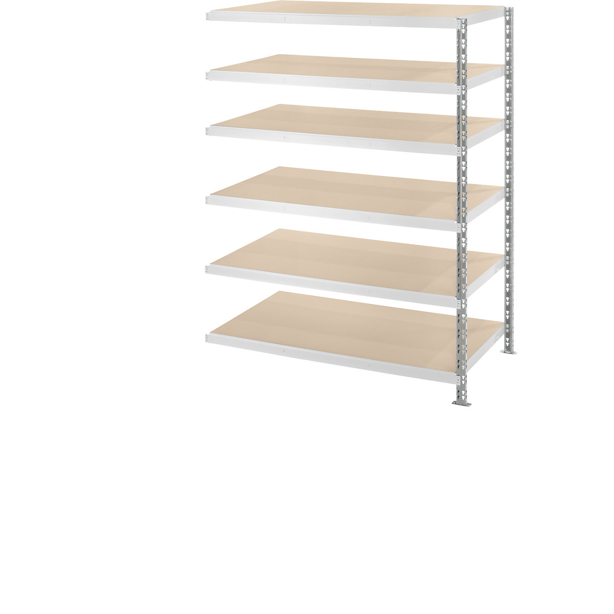 Wide span boltless shelf unit with moulded chipboard shelves, depth 800 mm, extension shelf unit, HxW 1976 x 1525 mm