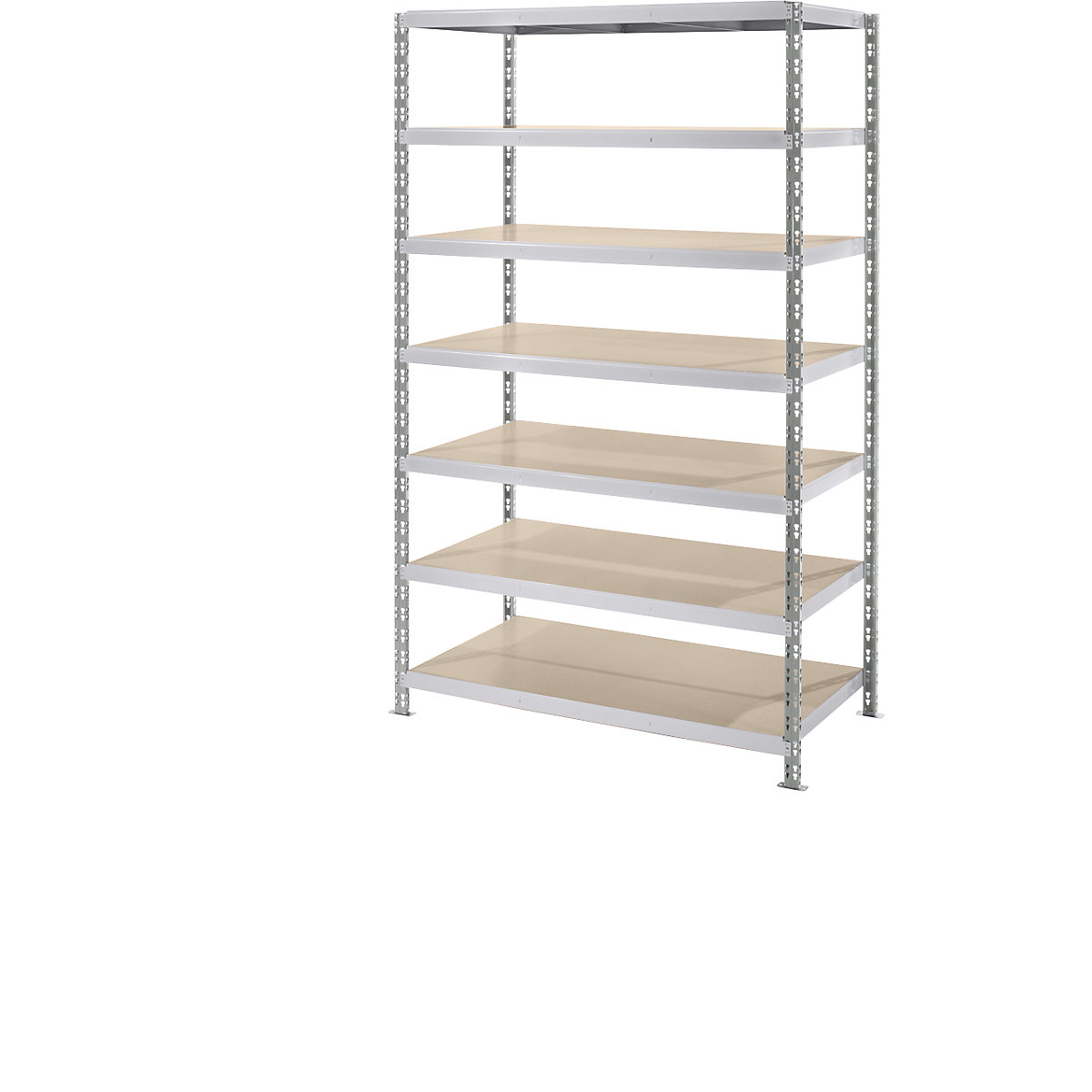 Wide span boltless shelf unit with moulded chipboard shelves, depth 800 mm, standard shelf unit, HxW 2522 x 1550 mm