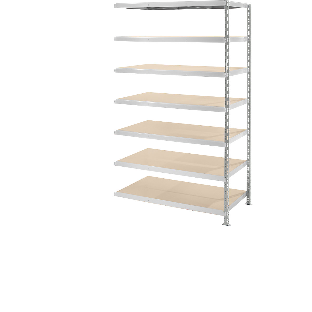 Wide span boltless shelf unit with moulded chipboard shelves, depth 800 mm, extension shelf unit, HxW 2522 x 1525 mm