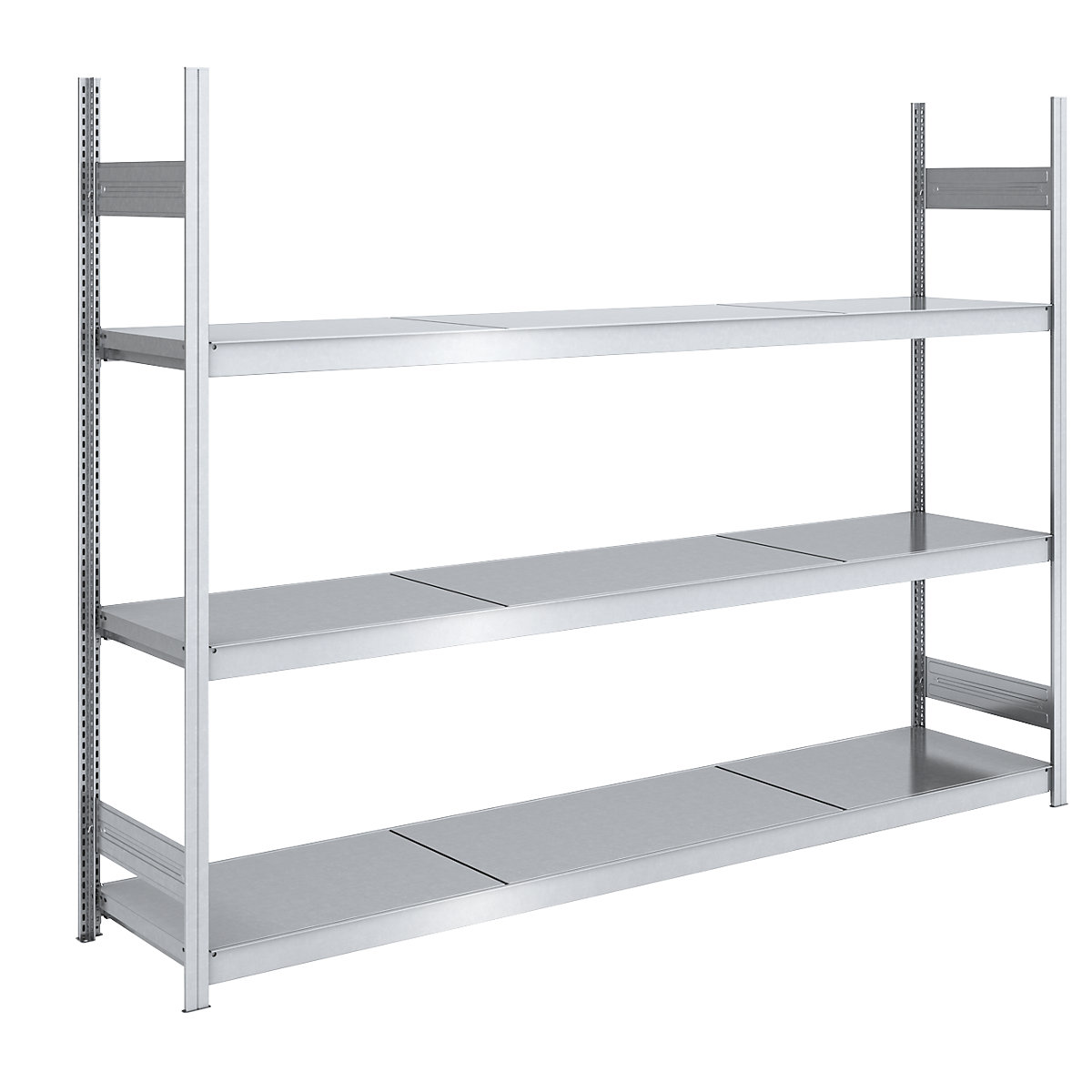 Wide span boltless shelving unit with steel shelves – hofe, height 2000 mm, shelf width 2500 mm, shelf depth 600 mm, standard shelf unit