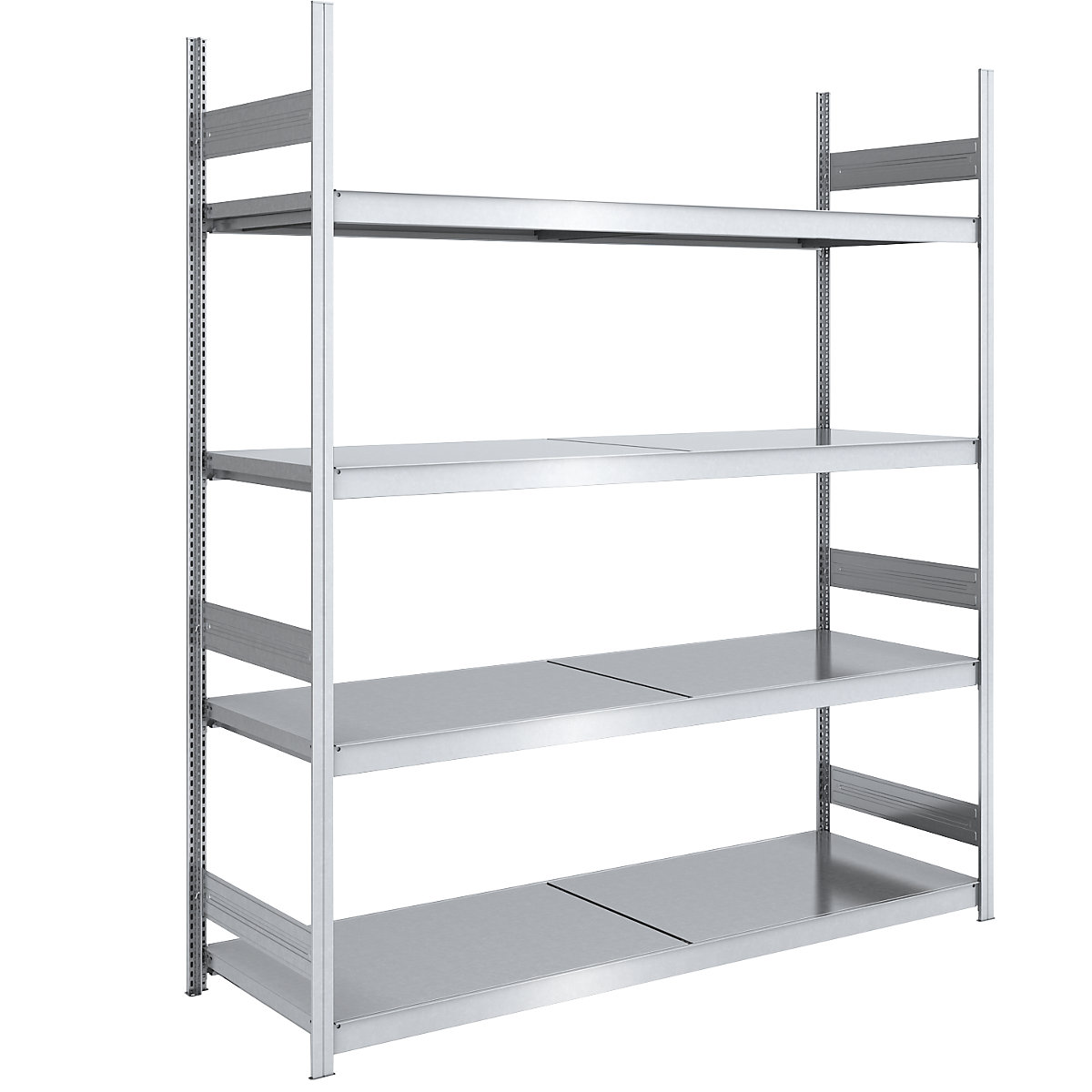 Wide span boltless shelving unit with steel shelves – hofe, height 2500 mm, shelf width 2000 mm, shelf depth 800 mm, standard shelf unit