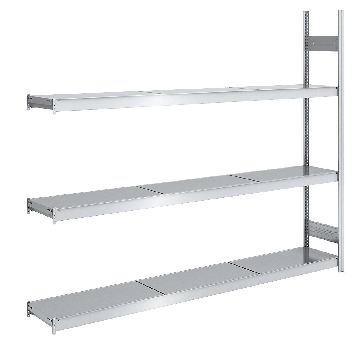 Wide span boltless shelving unit, zinc plated – hofe, shelf WxD 2250 x 400 mm, extension shelf unit, 3 steel shelves, height 2000 mm