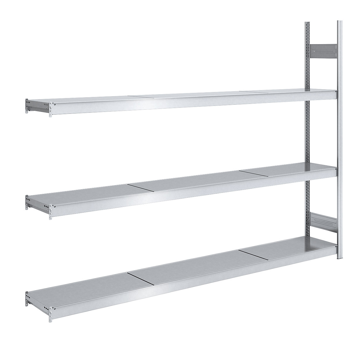 Wide span boltless shelving unit, zinc plated – hofe, shelf WxD 2500 x 400 mm, extension shelf unit, 3 steel shelves, height 2000 mm