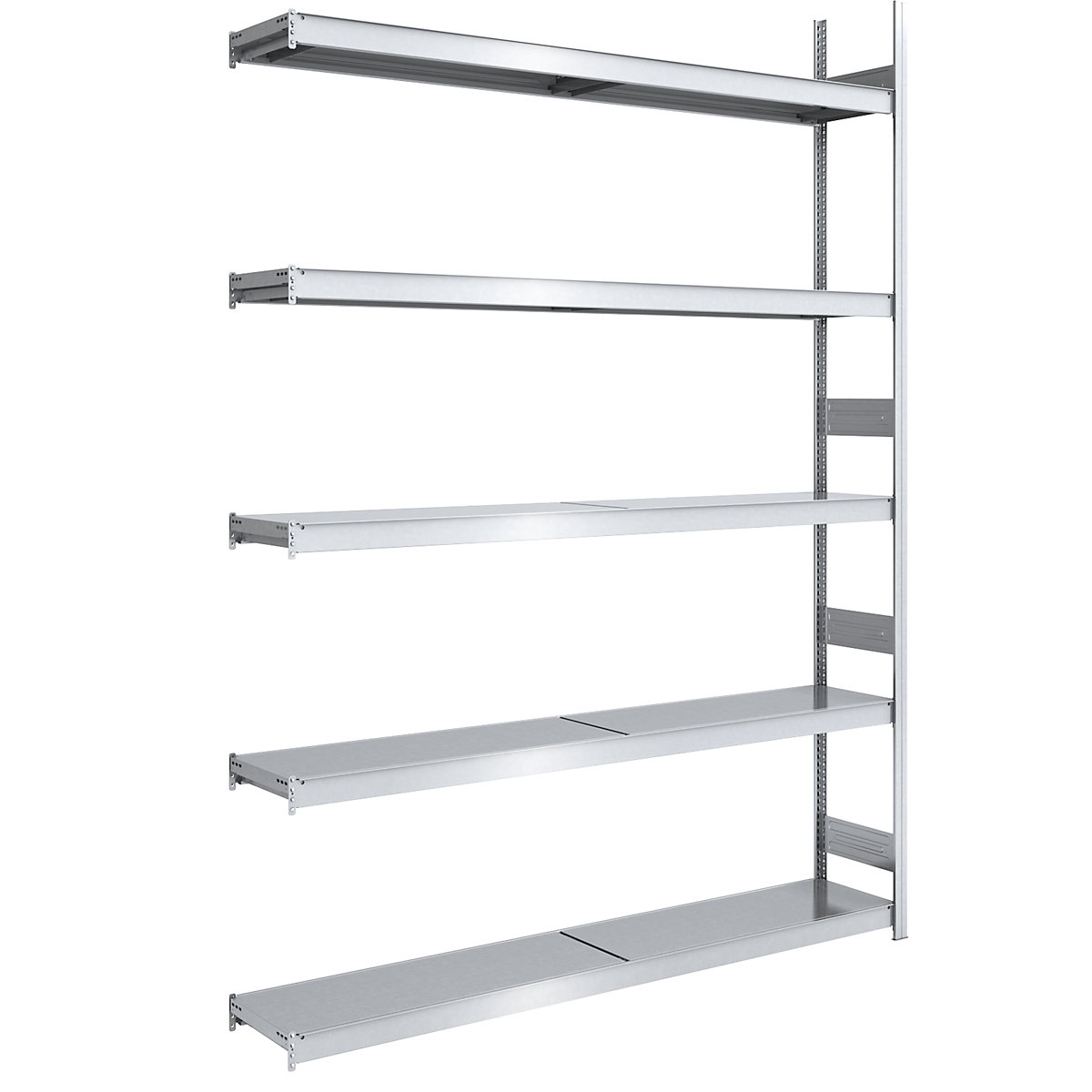 Wide span boltless shelving unit, zinc plated – hofe, shelf WxD 2000 x 400 mm, extension shelf unit, 5 steel shelves, height 3000 mm
