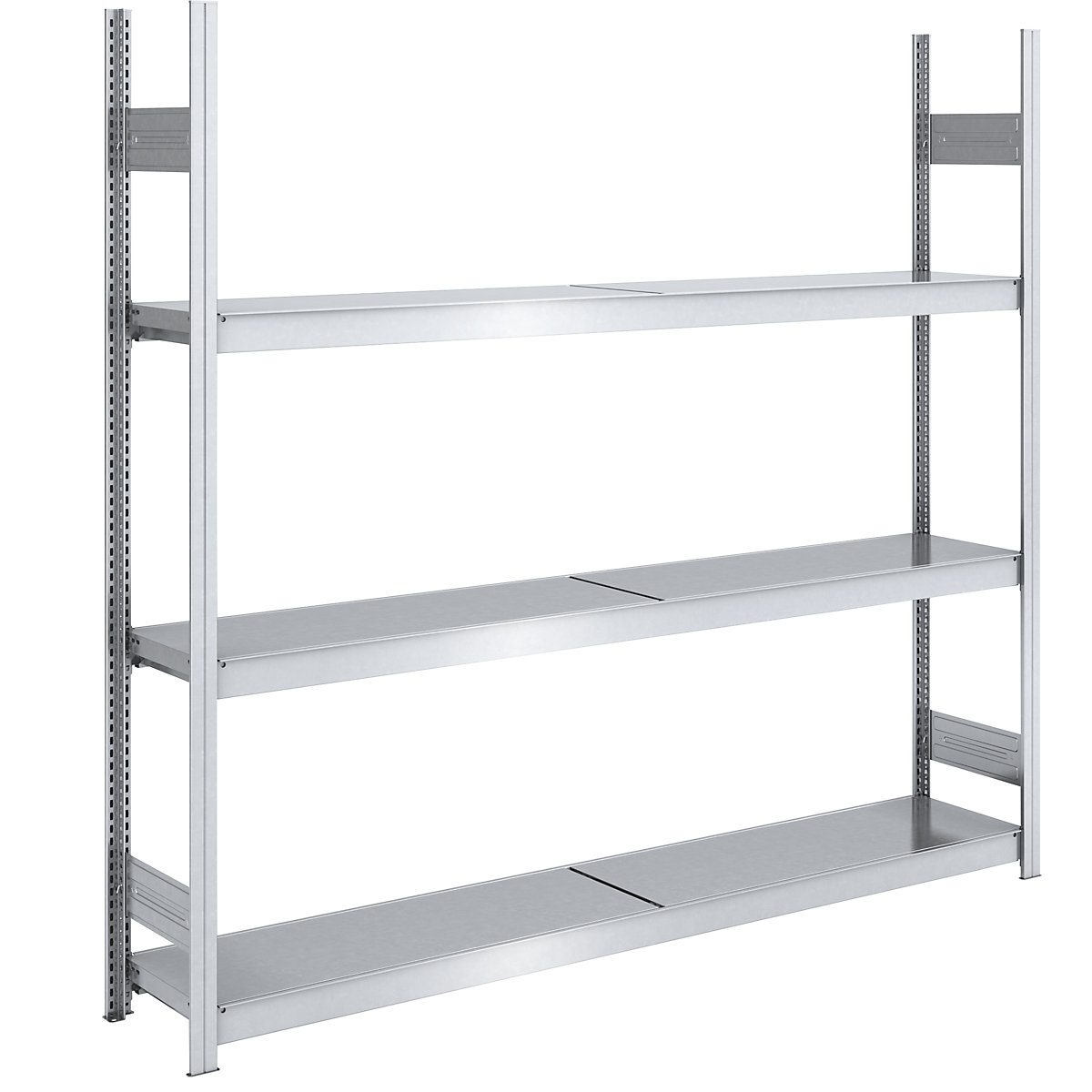 Wide span boltless shelving unit, zinc plated – hofe, shelf WxD 2000 x 400 mm, standard shelf unit, 3 steel shelves, height 2000 mm
