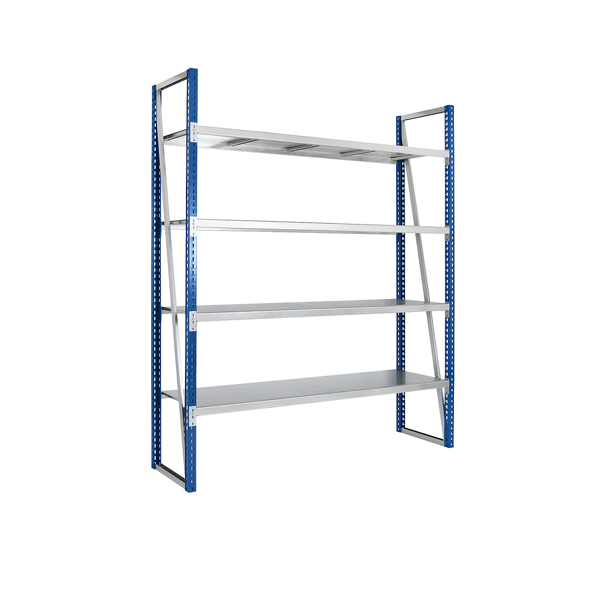 Wide span shelving, coloured – eurokraft pro, HxD 2510 x 600 mm, standard shelf unit, gentian blue RAL 5010