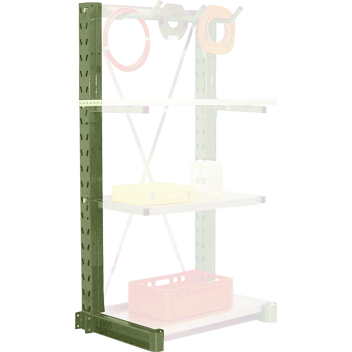 Cantilever racking upright, one sided – eurokraft pro, upright height 2100 mm, max. load 1050 kg, green-4
