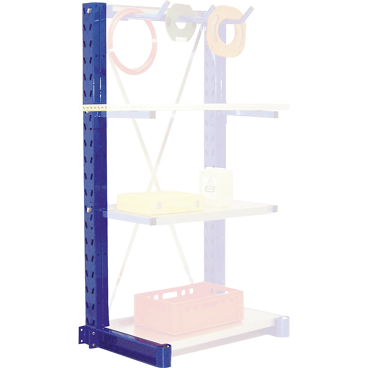 Cantilever racking upright, one sided – eurokraft pro, upright height 2700 mm, max. load 1050 kg, blue-5