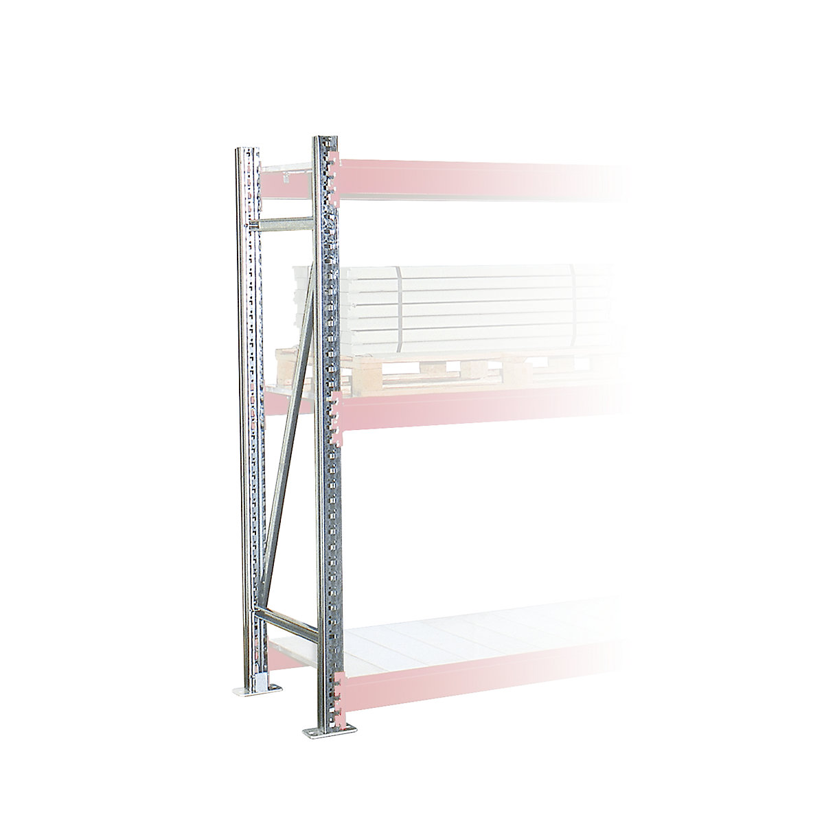 Heavy-load shelving support frames – eurokraft pro, frame height 3000 mm, frame depth 1100 mm, zinc plated-2