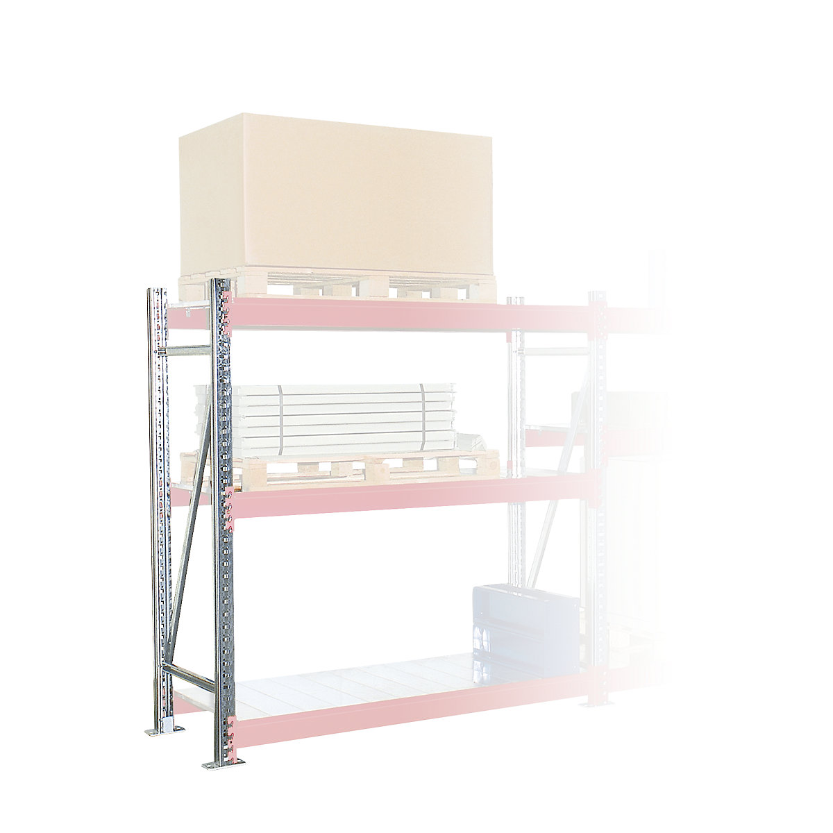 Heavy-load shelving support frames – eurokraft pro, frame height 3600 mm, frame depth 800 mm, zinc plated-2