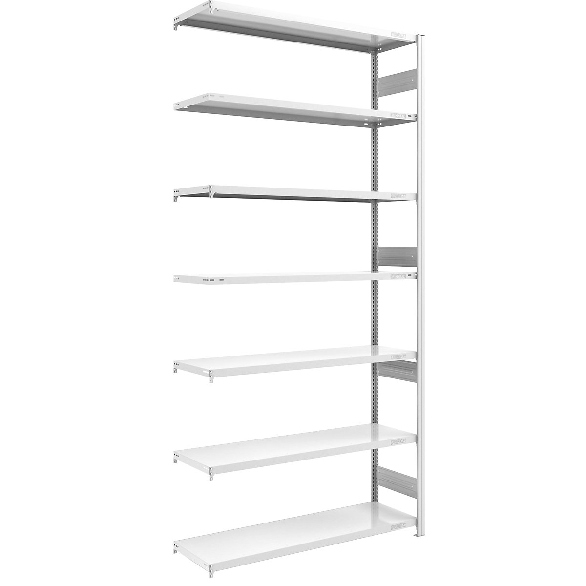 Heavy duty boltless shelving unit, grey, double sided – hofe, shelf unit height 3000 mm, 7 shelves, extension shelf unit, WxD 1300 x 500 mm-1